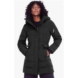ALPINE NORTH Kootney Womens Vegan Down Mid-Length Insulated Black Parka Medium